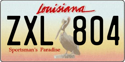 LA license plate ZXL804