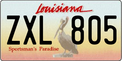 LA license plate ZXL805