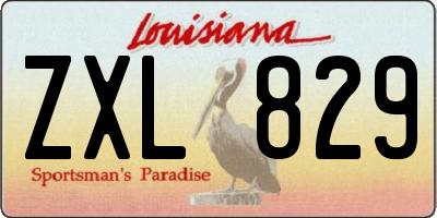 LA license plate ZXL829