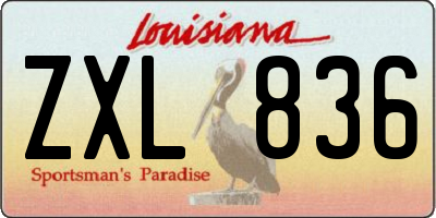 LA license plate ZXL836