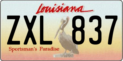 LA license plate ZXL837