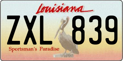 LA license plate ZXL839