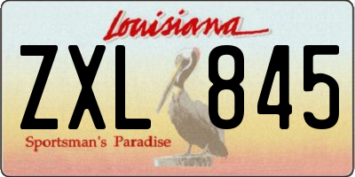 LA license plate ZXL845