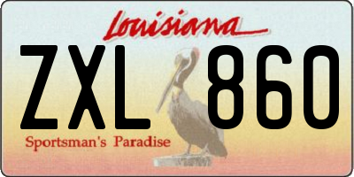 LA license plate ZXL860