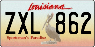 LA license plate ZXL862