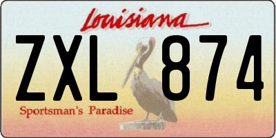 LA license plate ZXL874