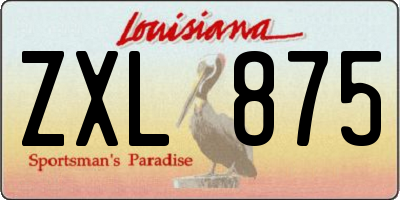 LA license plate ZXL875