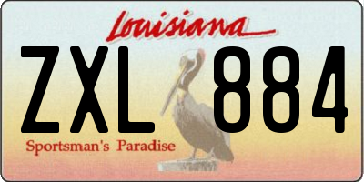 LA license plate ZXL884