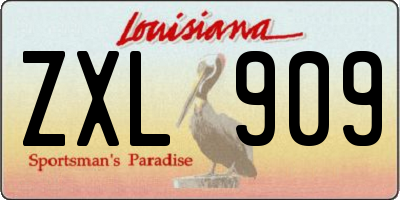 LA license plate ZXL909