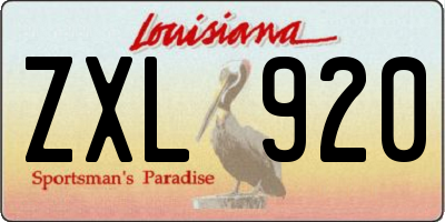 LA license plate ZXL920