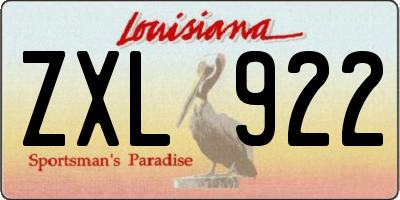 LA license plate ZXL922