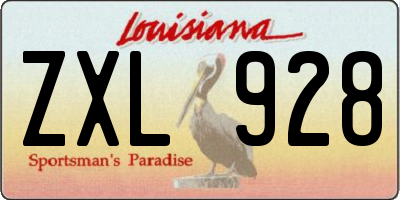 LA license plate ZXL928