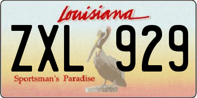 LA license plate ZXL929