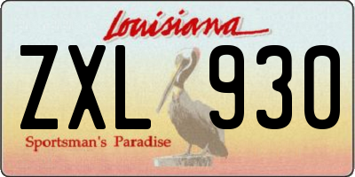 LA license plate ZXL930