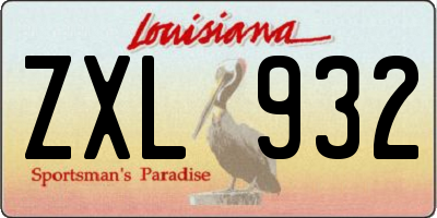 LA license plate ZXL932