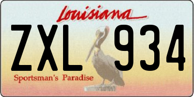 LA license plate ZXL934