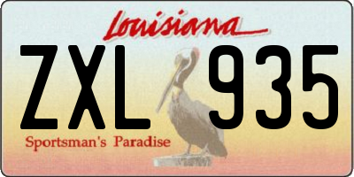 LA license plate ZXL935