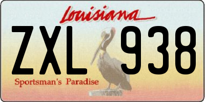 LA license plate ZXL938