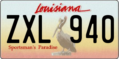 LA license plate ZXL940