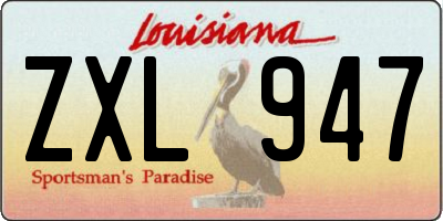 LA license plate ZXL947