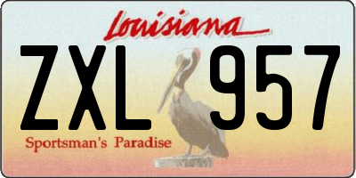 LA license plate ZXL957