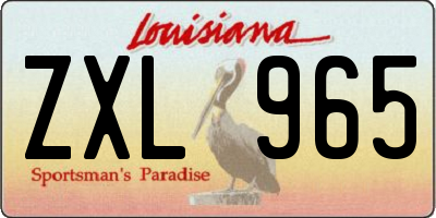 LA license plate ZXL965