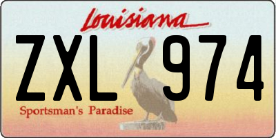 LA license plate ZXL974