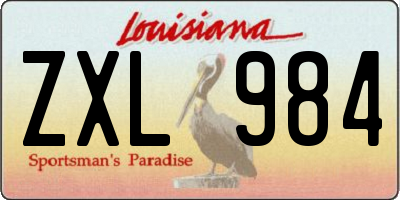 LA license plate ZXL984