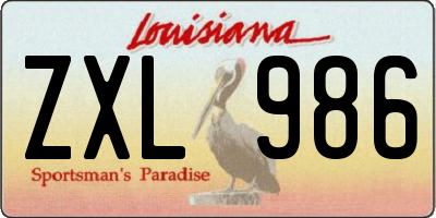 LA license plate ZXL986