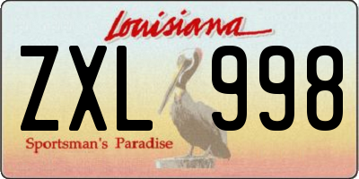 LA license plate ZXL998