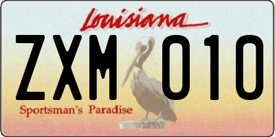 LA license plate ZXM010