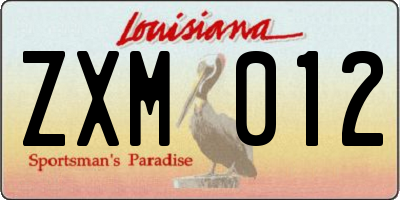 LA license plate ZXM012