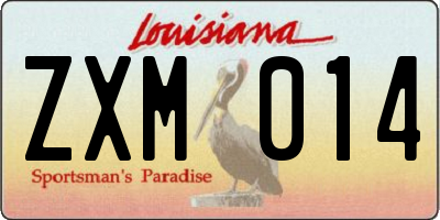 LA license plate ZXM014