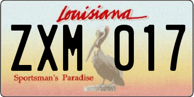 LA license plate ZXM017