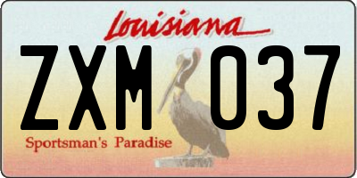 LA license plate ZXM037