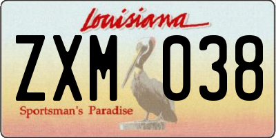 LA license plate ZXM038