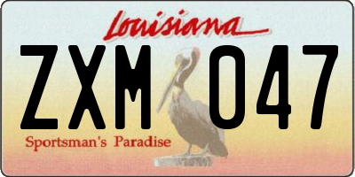 LA license plate ZXM047