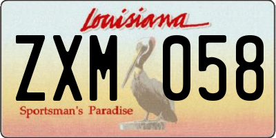 LA license plate ZXM058