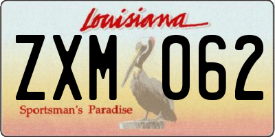 LA license plate ZXM062