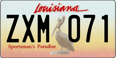 LA license plate ZXM071