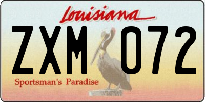 LA license plate ZXM072