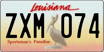 LA license plate ZXM074
