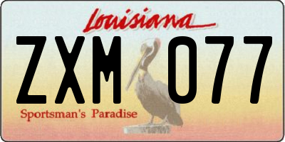 LA license plate ZXM077