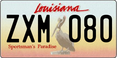 LA license plate ZXM080