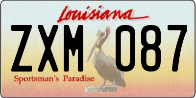 LA license plate ZXM087