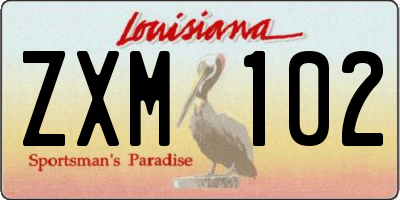 LA license plate ZXM102