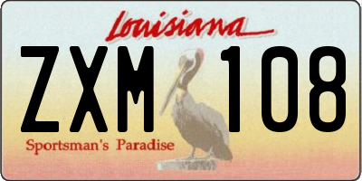 LA license plate ZXM108