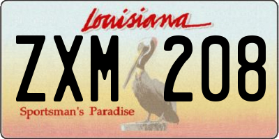 LA license plate ZXM208