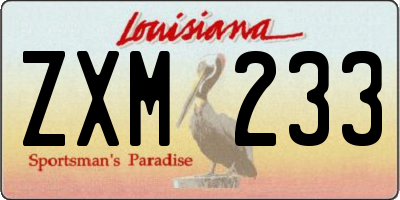 LA license plate ZXM233