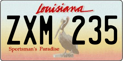 LA license plate ZXM235